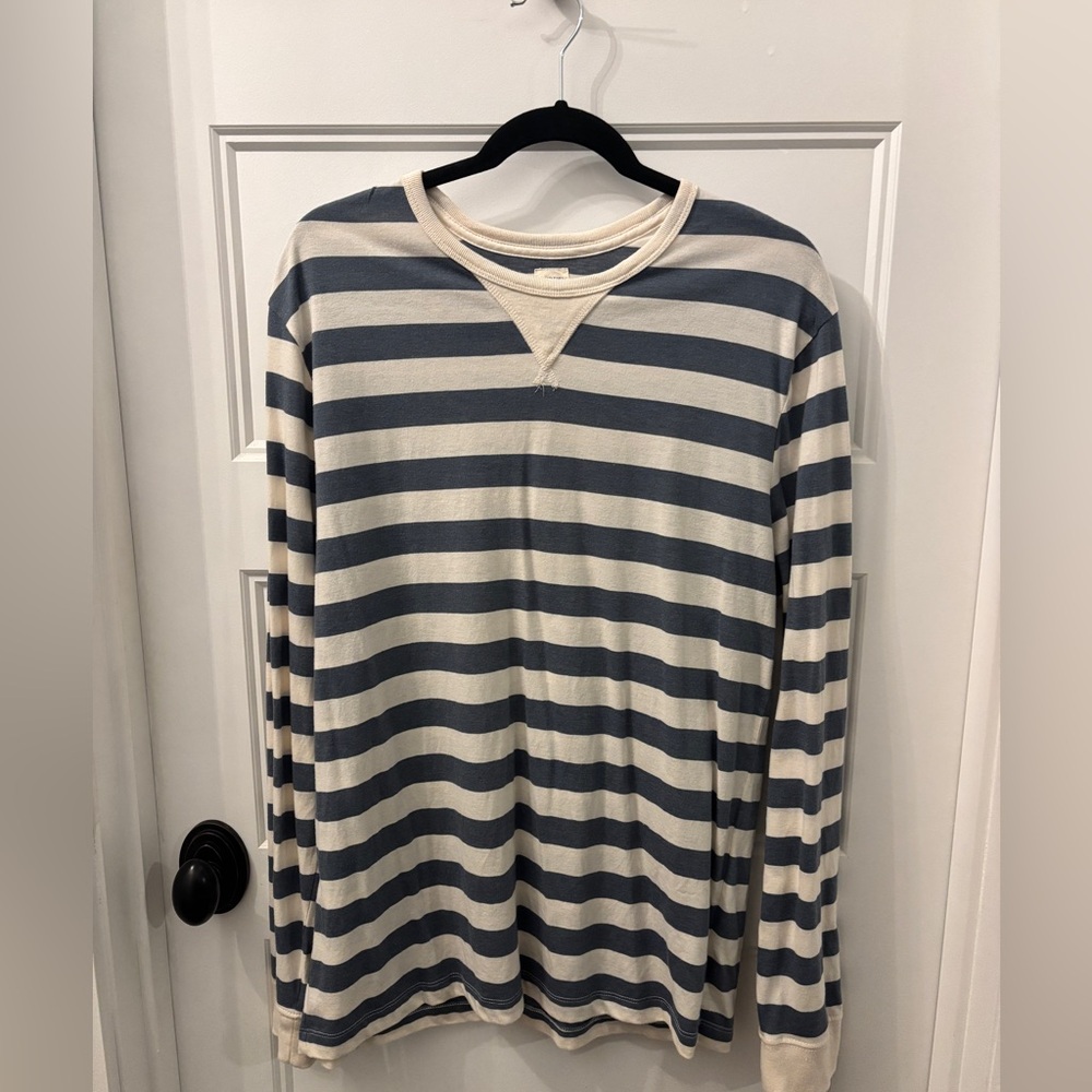 J. Crew Navy and Cream Striped Long Sleeve Tee